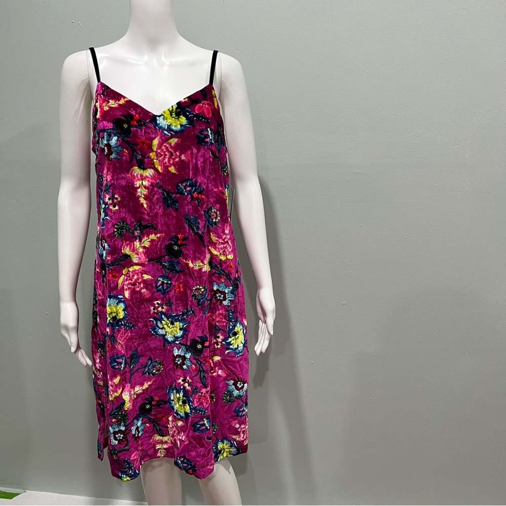 NWT ANTHROPOLOGIE Shaina Velvet Violet Dress S Slip Floral Spaghetti Str…